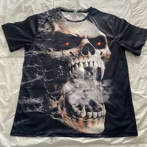 Men's Black Skull Graphic T-Shirt